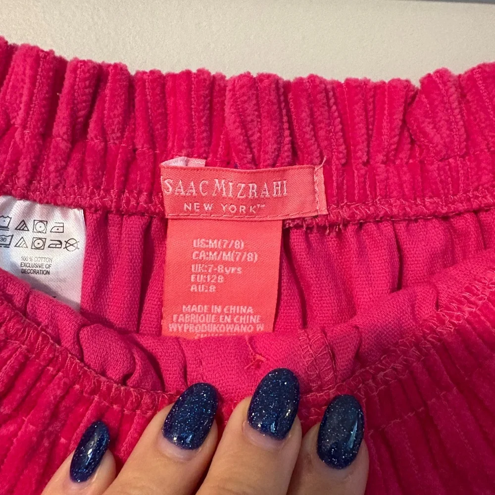 Isaac Mizrahi New York Girls Pink Corduroy Button Front Skirt Size M(7/8) Cotton